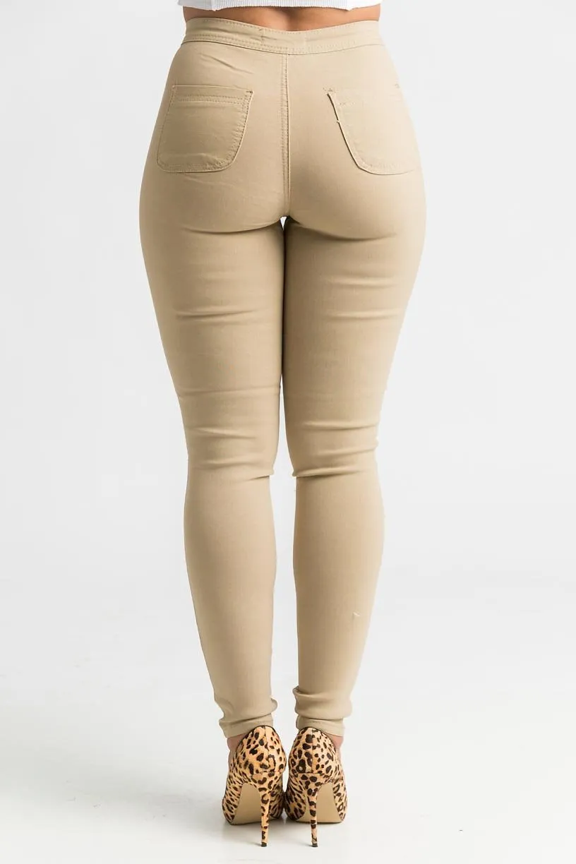 $15.99 Super Swank High Waist Stretchy Jeans - Khaki