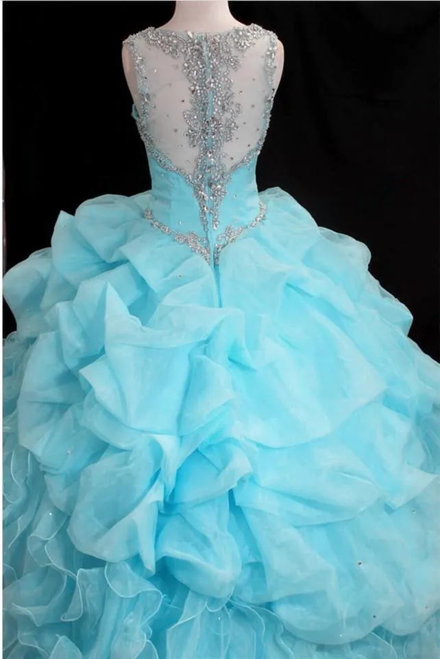 Beaded Sweetheart Organza Layered Ball Gowns Quinceanera Dresses With Straps