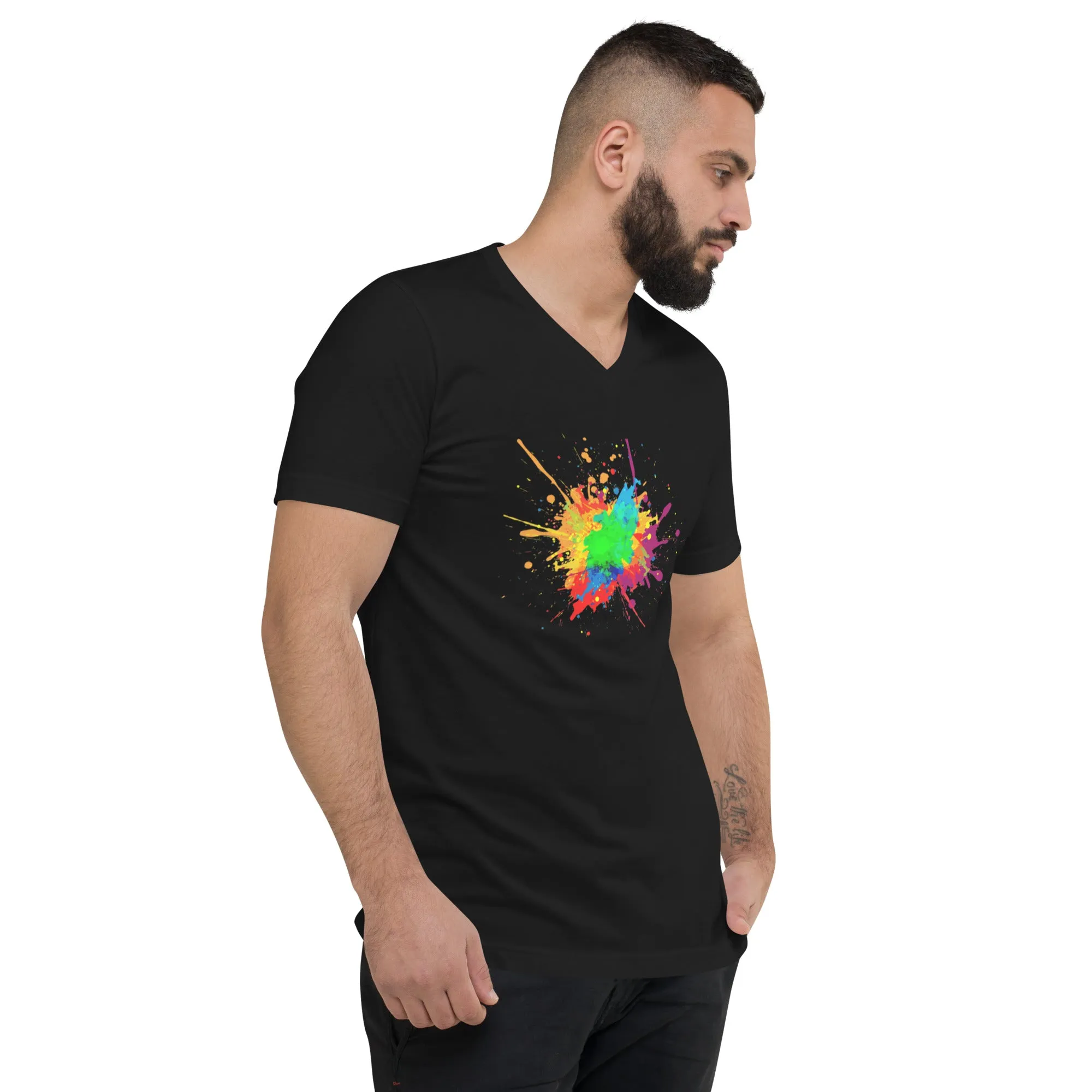 Black Splash Unisex Short Sleeve V-Neck T-Shirt
