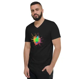 Black Splash Unisex Short Sleeve V-Neck T-Shirt