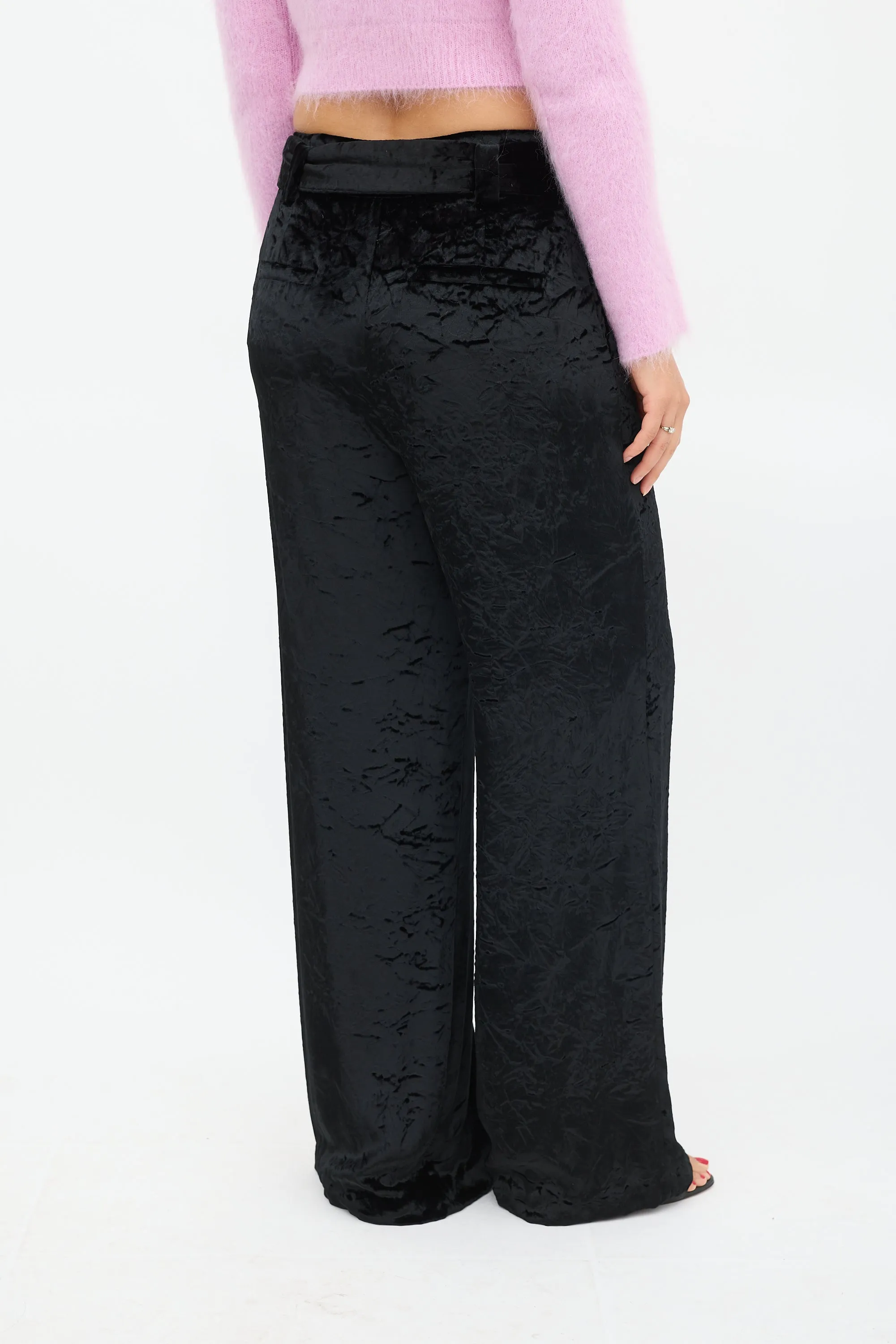 Black Velvet Wide Leg Trouser