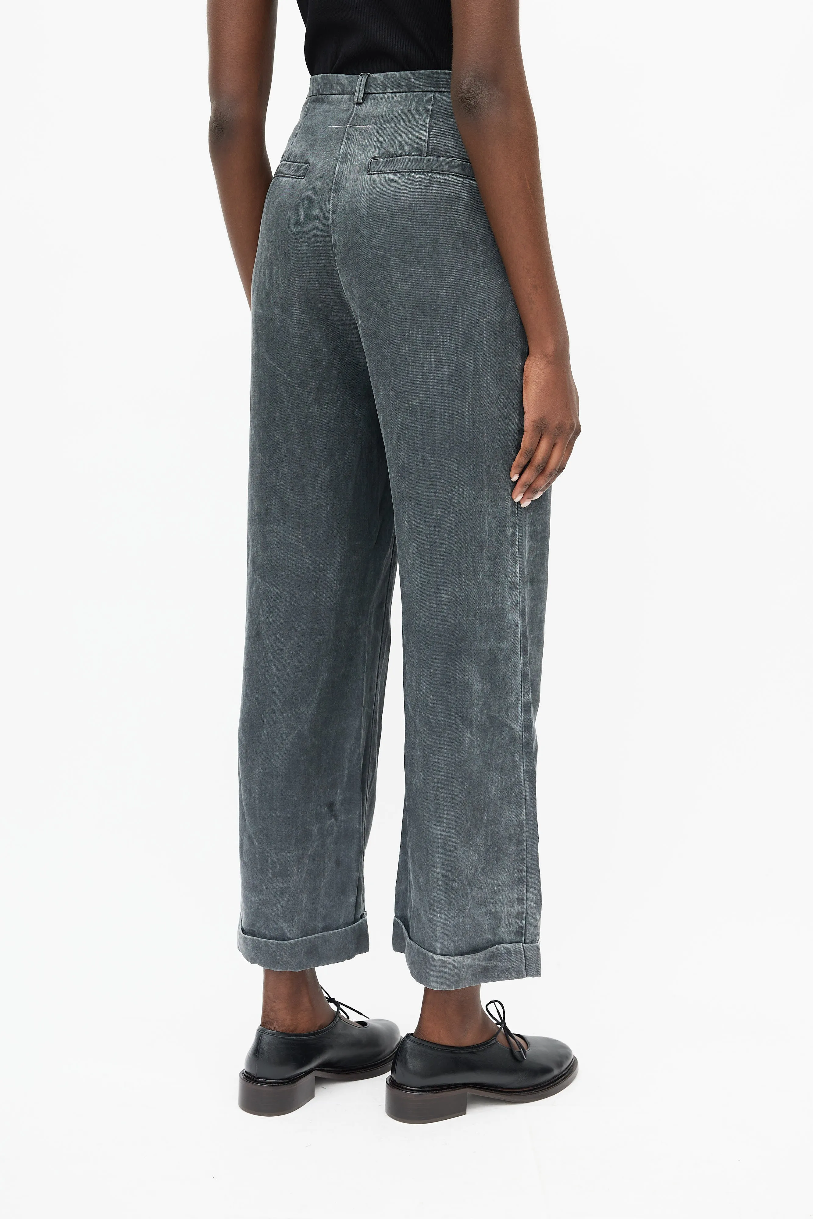Black Washed Wide Leg Trouser