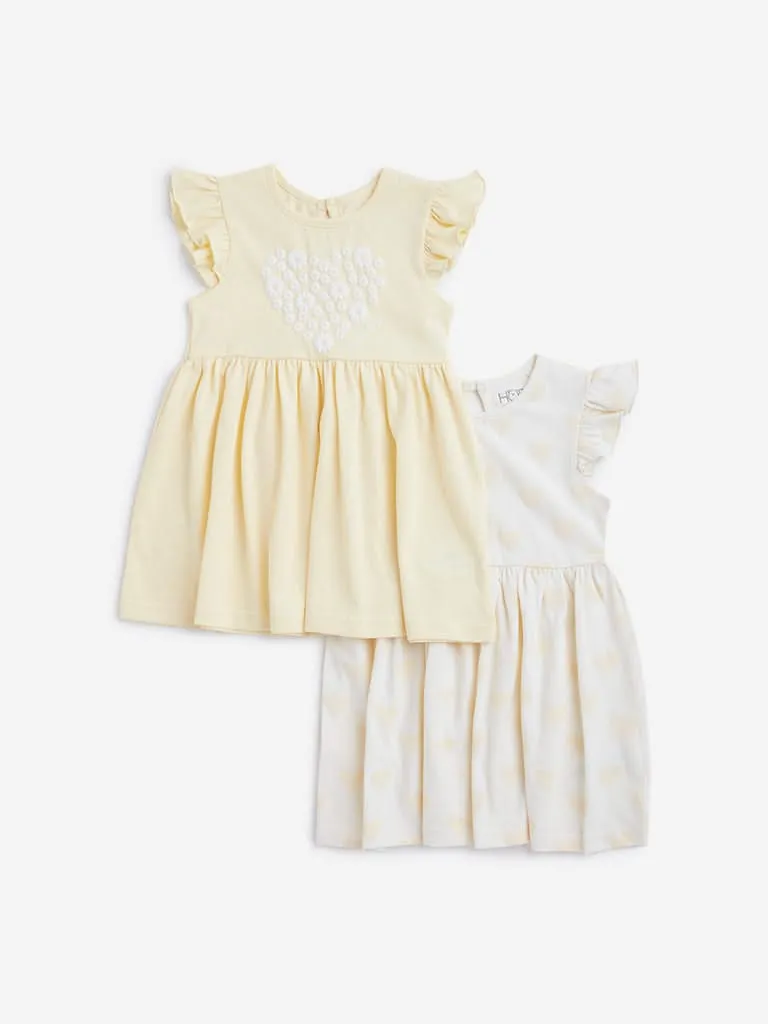 HOP Baby Multicolor Printed Dress - Pack of 2