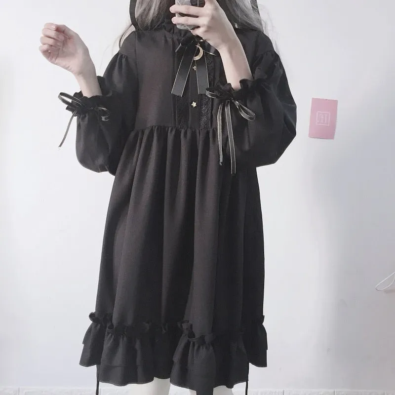 Japanese Harajuku Bow-knot Flounced Dress