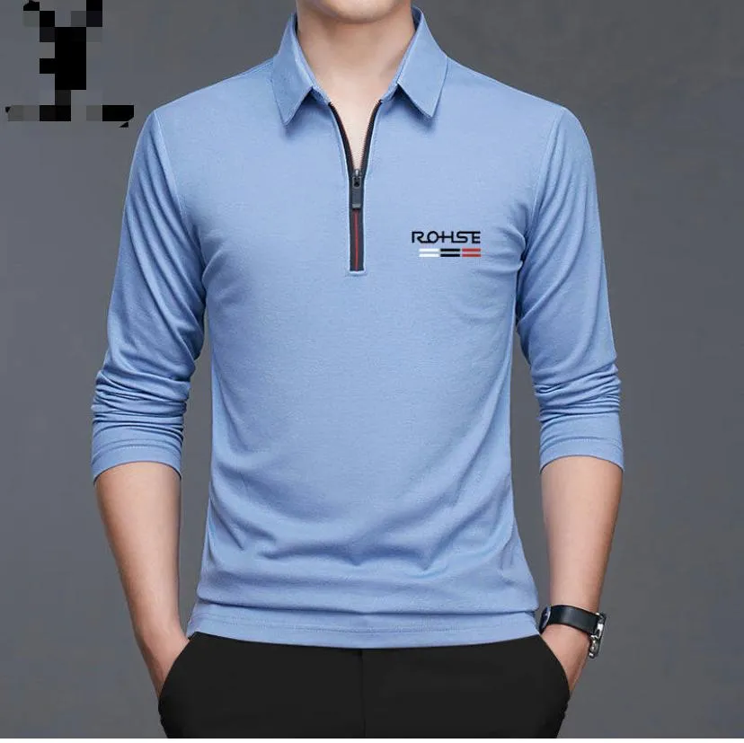Men's Polo Shirt Solid Color Printing Polo Shirt Lapel Zip Up Long-Sleeve T-Shirt Casual Men's Tops L S4468768