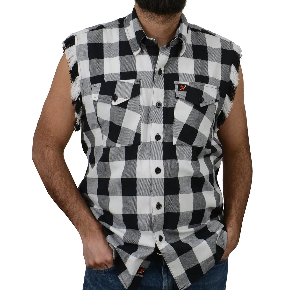 Milwaukee Leather MNG11690 Men’s Classic Black and White Button-Down