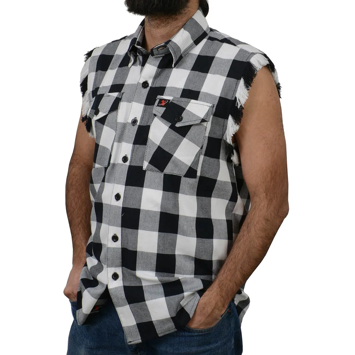 Milwaukee Leather MNG11690 Men’s Classic Black and White Button-Down