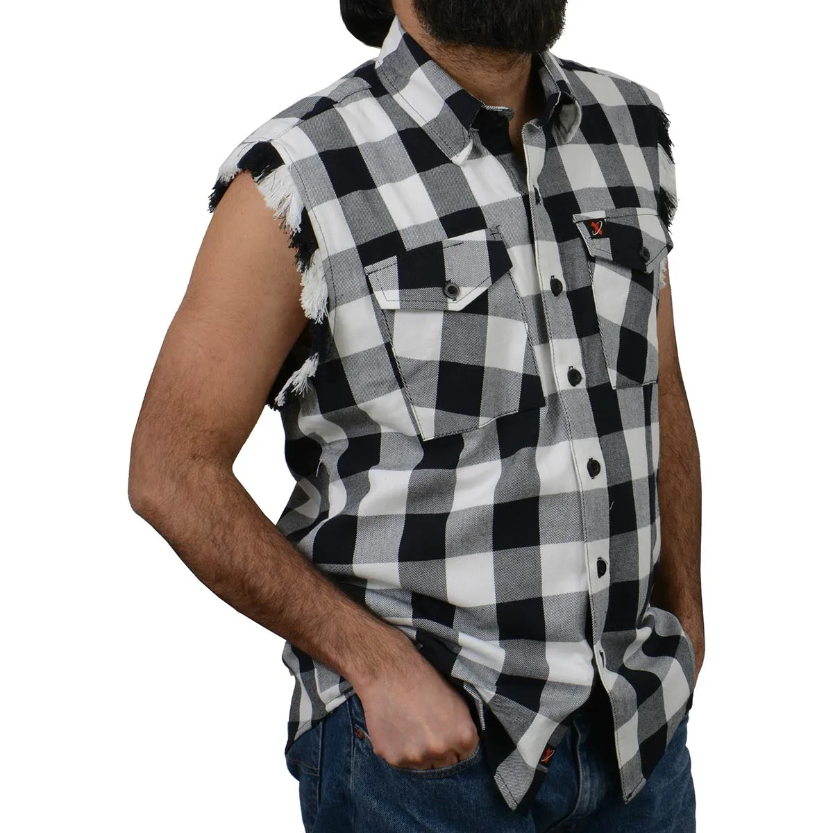 Milwaukee Leather MNG11690 Men’s Classic Black and White Button-Down