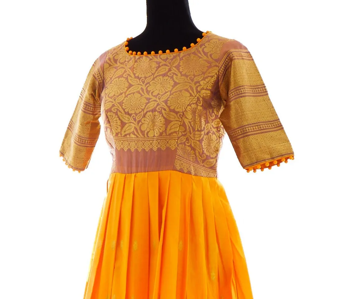 Mustard Pure Silk Traditional Gown