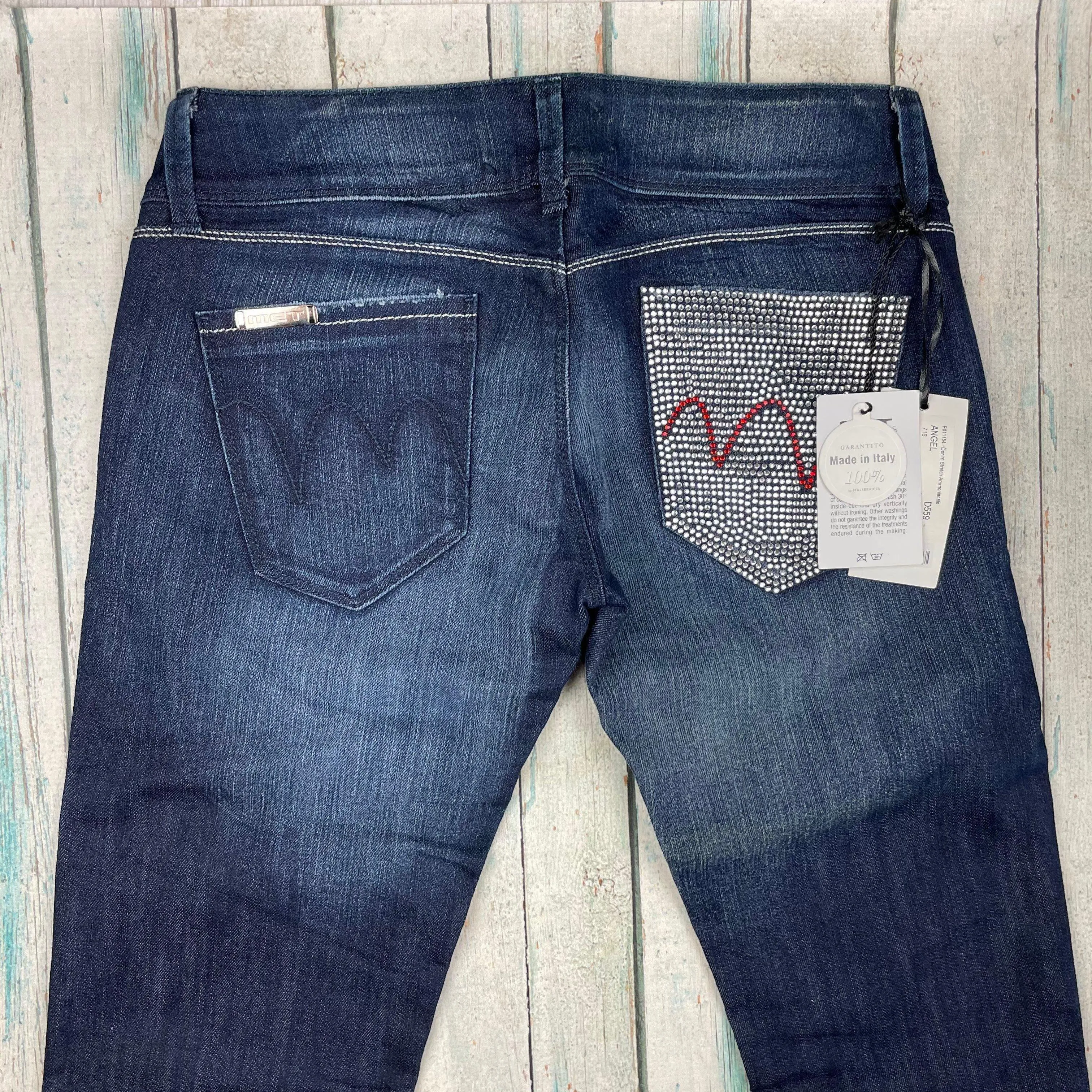 NWT- Italian MET "Angel" Crystal Pocket Skinny Jeans- Size 29