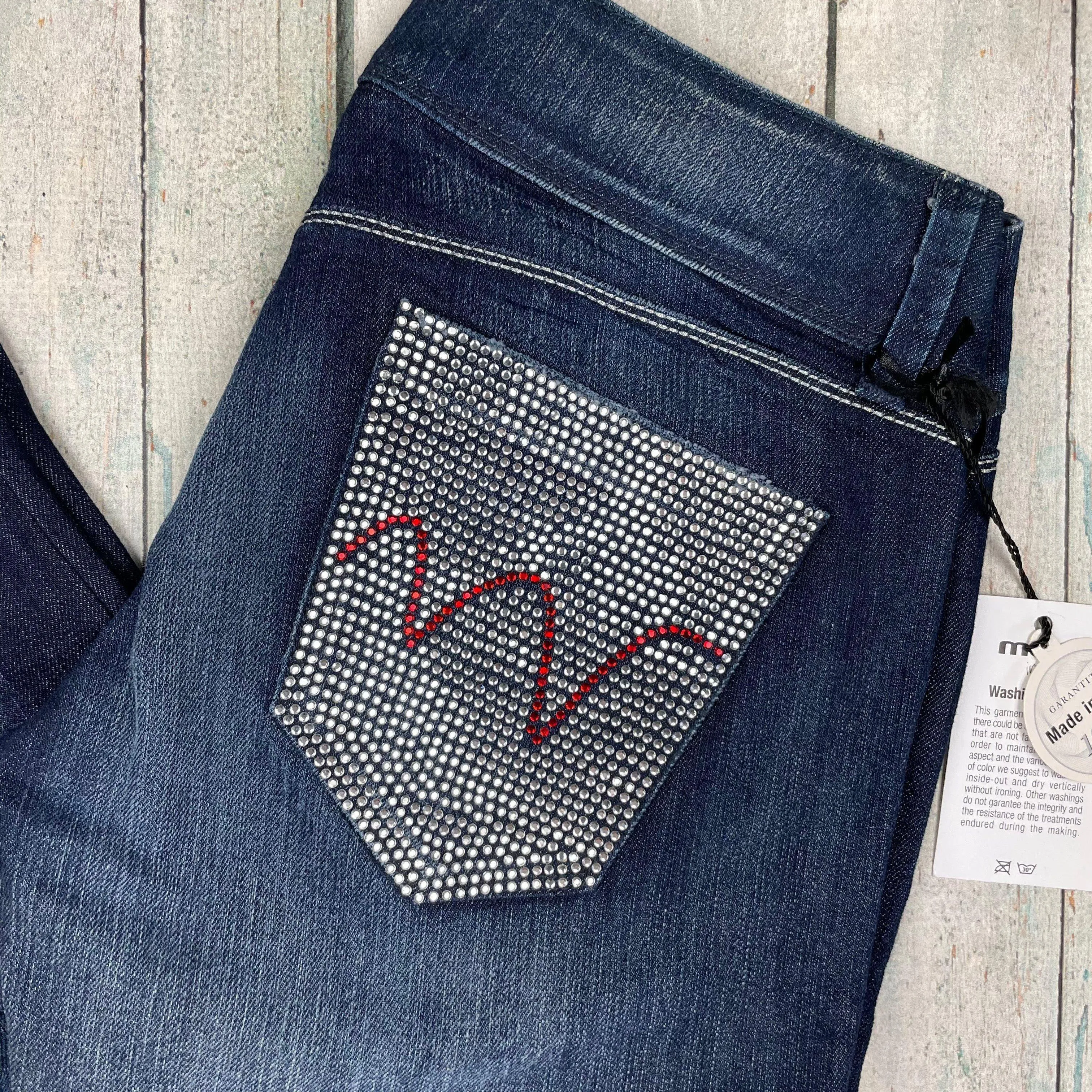 NWT- Italian MET "Angel" Crystal Pocket Skinny Jeans- Size 29