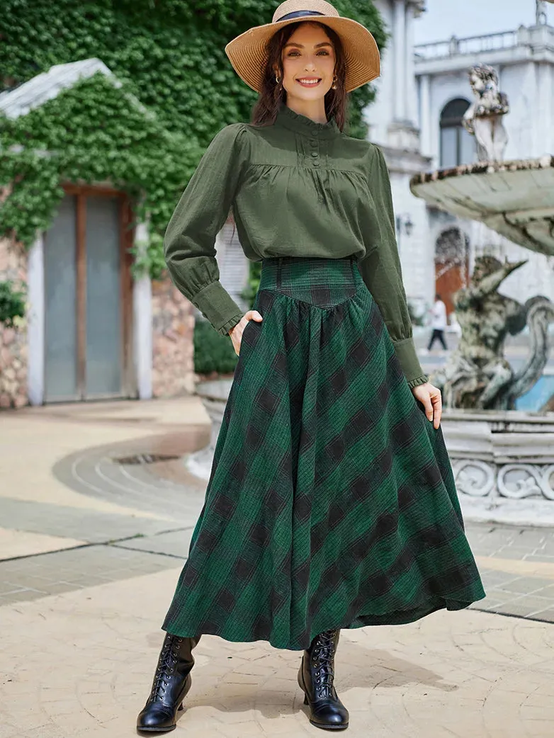 Women Stand Collar Pullover Tops Cotton Blouse